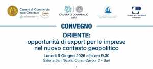 INVITO CONVEGNO "ORIENTE, OPPORTUNIT&Agrave; DI EXPORT PER LE IMPRESE NEL NUOVO CONTESTO GEOPOLITICO"