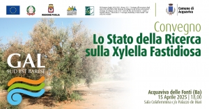 LO STATO DELLA RICERCA SCIENTIFICA NELLA LOTTA ALLA XYLELLA FASTIDIOSA: IL 15 APRILE SE NE PARLA AD ACQUAVIVA DELLE FONTI